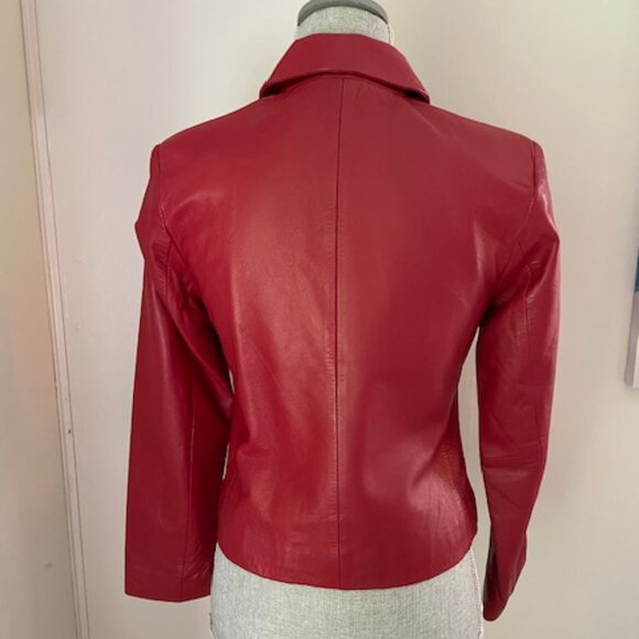 Ocean West Red Leather Lambskin Jacket Size 4 - Picture 2 of 4
